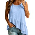 thumbnail image 2 of CHENHANN Women's Plaid Sleeveless Shirt Round Neck Loose Fit Casual Summer Top L, 2 of 4