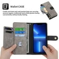 thumbnail image 2 of SaniMore for iPhone 13 Pro Max 6.7" 2021 Wallet Case, [Removeable Wrist Strap][Zipper Cash Pocket + Card Slots] Flip Kickstand Full Protective Magnetic Closure Retro Cover for iPhone 13 Pro Max, Black, 2 of 8