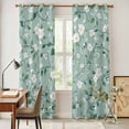 thumbnail image 4 of White Teal Spring Floral Kitchen Curtains 84 Inch Length, Watercolor Flowers Summer Botanical Grommet Top Bedroom Living Room Curtains, Light Filtering Cafe Curtain Drapes 2 Panels Set 84''x84'', 4 of 9
