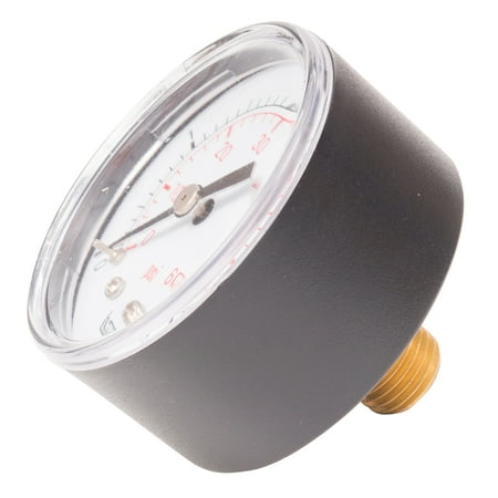 Plastic Casing Pressure Gauge 60 psi for Pool Filter - Brass Back Mount
