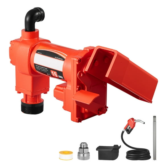 KFFKFF 110V Fuel Transfer Pump, 15 GPM 57 L/min, AC Electric Oil Pump with Auto Shut-Off Nozzle & Hose, High Flow Kit for Gasoline, Diesel, Kerosene, Biodiesel, and Ethanol Blends
