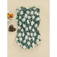 thumbnail image 4 of Franhais Infant Girls Casual Summer Romper, Green Floral Print Round Neck Sleeveless Fringed Jumpsuit, 4 of 9