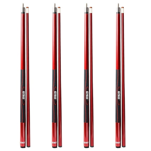 GSE Games & Sports Expert Set of 4 58" 2-Piece Fiberglass Graphite Composite Billiard Pool Cue Sticks for Commercial, Bar and House Use (4 Colors,18-21oz Available)