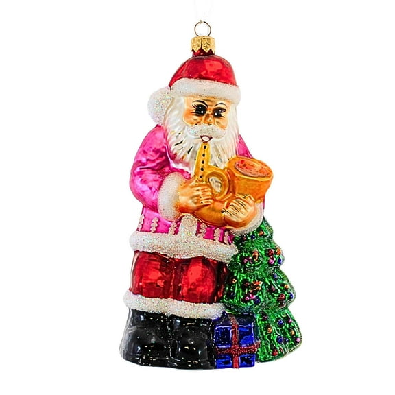 Christopher Radko Company 6.75In Merry Tune, Glass, Ornament Christmas Santa Tree 972370