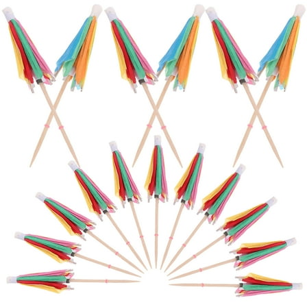 DEEPCRAFF 50Pcs Multi Color Wooden Paper Cocktail Umbrella Sticks For Luau Themes And Festivals
