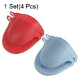 thumbnail image 3 of Uxcell 4pcs Mini Silicone Oven Mitts 110x85x70mm Small Heat Resistant Rubber Air Fryer Gloves, Red Nordic Blue, 3 of 6