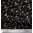 thumbnail image 3 of Soimoi Tissu Crêpe polyester Feuilles & Roses Imprimé Floral Tissu au Mètre 52 Pouces de Large, 3 of 3