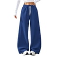 thumbnail image 4 of women's pants Baeitkot Women Fashion Solid Color Loose Elastic Waist Drawstring Strap Cargo Long Pants, 4 of 7