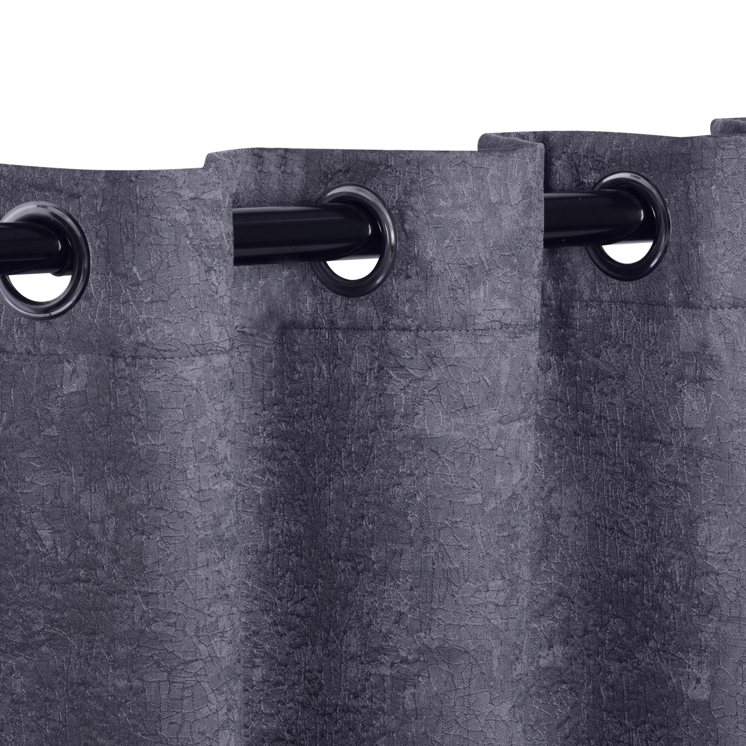 BNM Rustic Textured Blackout Curtains, Set of 2, 52" x 96", Midnight Blue