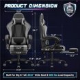 thumbnail image 5 of Vyrox PU Leather Gaming Chair with Massage Lumbar Support, Ergonomic High Back Computer Gamer Chair with Adjustable Footrest, Gray, 5 of 7