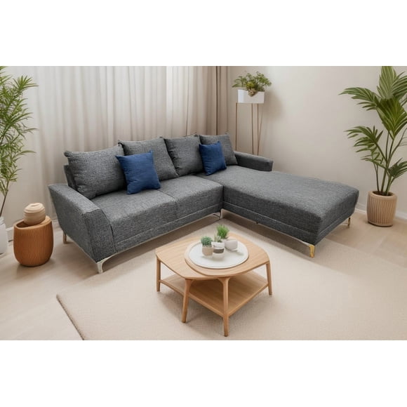 Sala Esquinera Finlandia Lino Gris Oxford, 260X200 cm