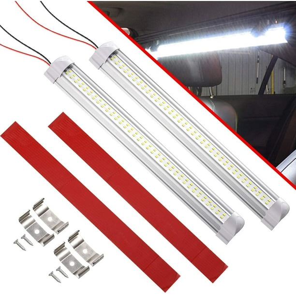 CZC AUTO 13 pouces LED barre lumineuse intérieure 12V RV bande luminaire  avec interrupteur marche/arrêt Camp Shell lumière 72 LED bande 