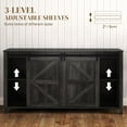 thumbnail image 3 of Demi Bonn 60" Buffet Cabinet, Farmhouse Sideboard with Sliding Barn Doors, Drawers and Adjustable Shelves for Dining Room, Entryway, Gray, 3 of 7