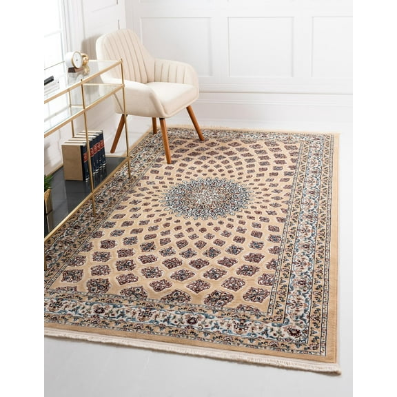 Unique Loom Nottingham Narenj Rug Beige/Blue 3' x 5' 1" Rectangle Floral Traditional Perfect For Living Room Bed Room Dining Room Office