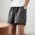 thumbnail image 6 of SOOMLON Linen Shorts Women Plus Size Elastic Waist Curvy Shorts Striped Shorts with Pockets Casual Weekend Clothes, 6 of 6