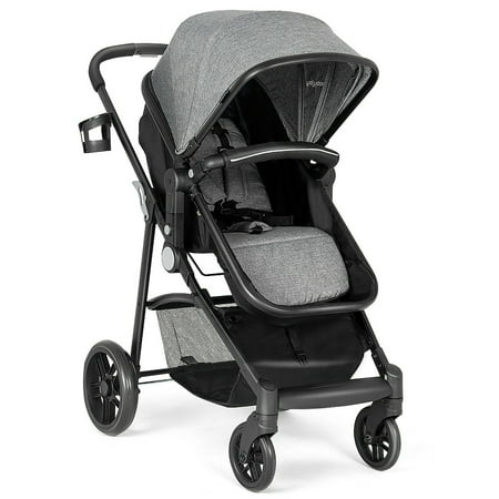 Costway Foldable Baby Stroller 2 in 1 Newborn Infant Travel Buggy Pushchair 22 lbs Gray