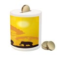 thumbnail image 3 of Safari Piggy Bank, Wildlife AnimalsSun Beams Trees Print Art, Ceramic Coin Bank Money Box for Cash Saving, 3.6" X 3.2", Earth Yellow Dark Brown, by Ambesonne, 3 of 4