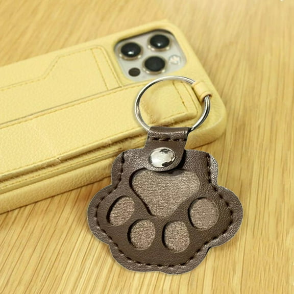 BEGHT 1PCS Dog FurHair Storage Keychain,Cute ArtificialLeather PawKeychain Pet Hair Keepsake Keyring,Handmade Key Holder for Collecting Cat and Dog Hair,Cat PawShaped Keychain