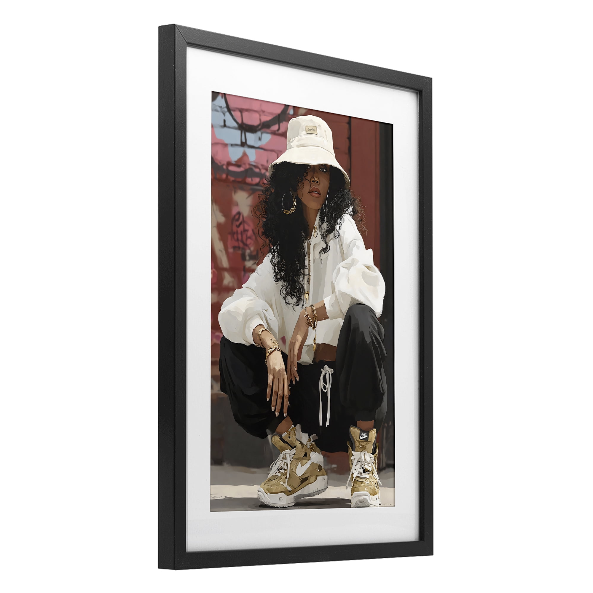 Stupell Industries Urban Streetwear Bucket Hat Black Framed Print Under Glass, design by Franklyn Gregory