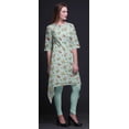 thumbnail image 5 of Bimba Green Leaves & Plumeria Floral Printed Asymmetrical Kurti Tops For Women Indian Summer Dress Tunic Small, 5 of 6