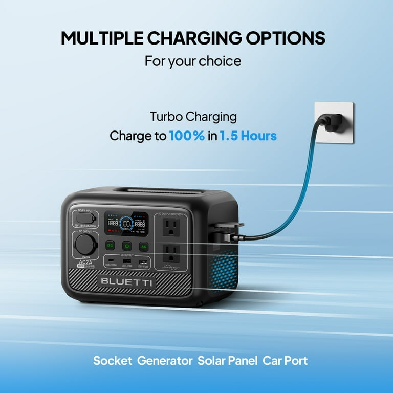 【M2412-243-198】ポータブル電源 AC2A 204Wh/300W BLUETTI ポータブル電源 AC2A +ソーラーパネル | 204Wh、300W