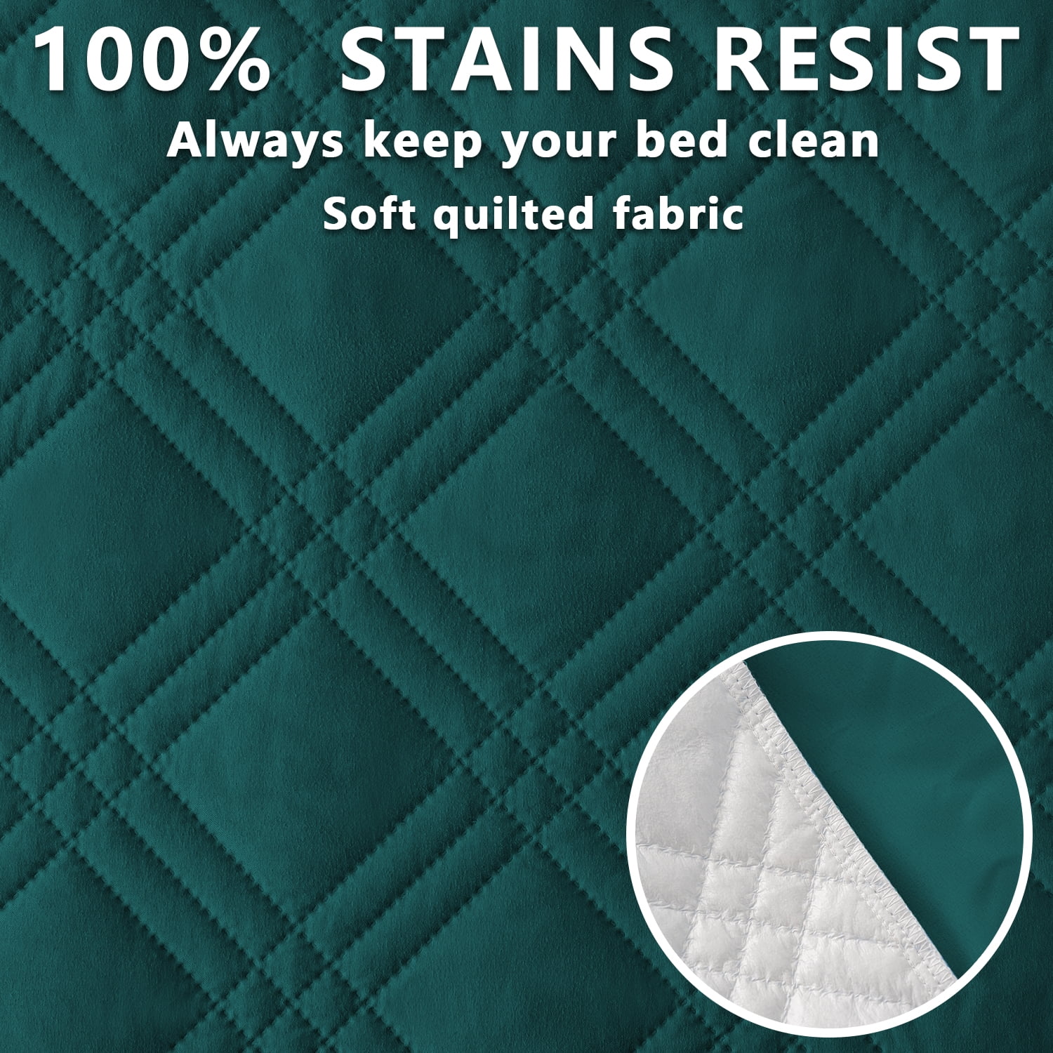 Waterproof Fitted Mattress Pad Cover Protector Queen Size Bed Quilted Mattress Cover Cotton Mattress Topper Dust Cover Soft Washable 12 Inch Deep Pocket Elastic Band（Blue）