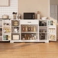 thumbnail image 6 of 56" Kitchen Coffee Bar Cabinet with Storage Kitchen Sideboard Buffet Cabinet with Drawers, Noelse Short Pantry with Door and Shelves for Bathroom and Living Room, White, 6 of 10