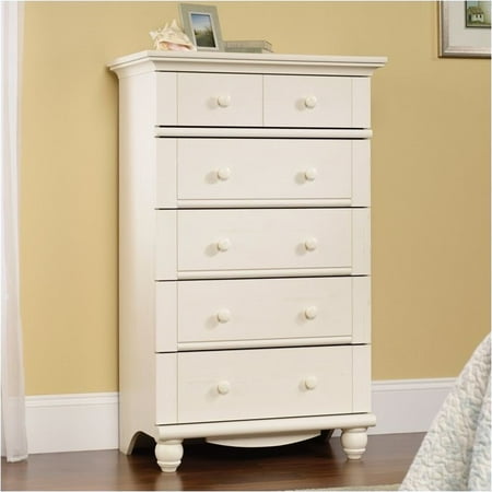 Wilshire Antique White Dresser - Pemberly Row 5-Drawer Chest in Antiqued White