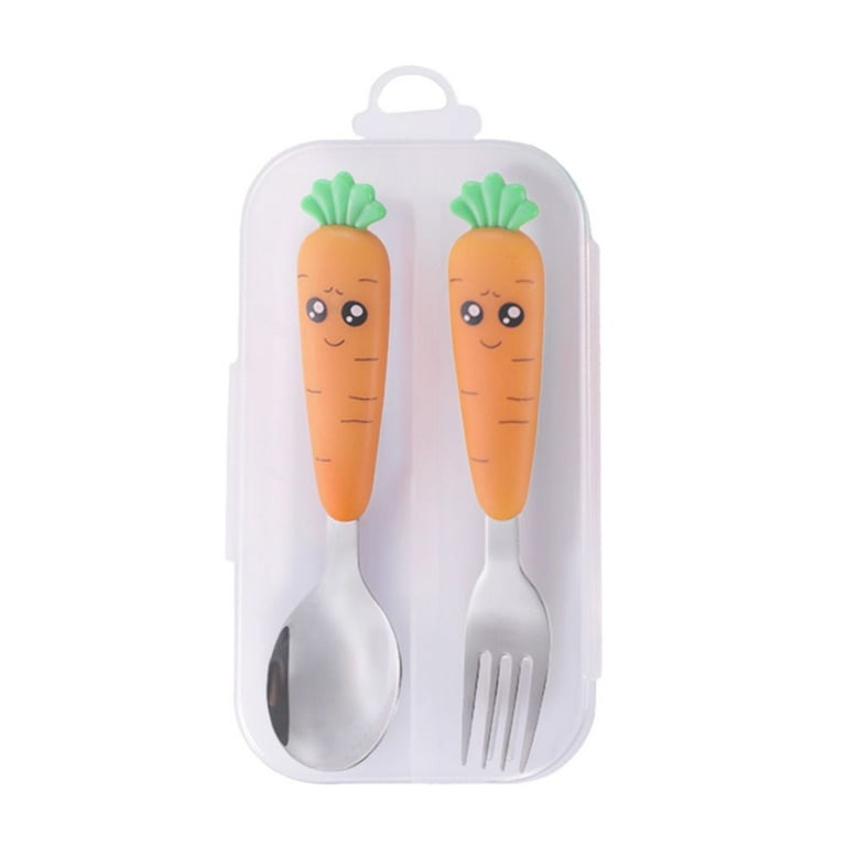 Cartoon Carrot Stainless Steel Spoon Fork Set Baby Gadgets Kids