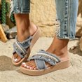 thumbnail image 5 of Samdudou Womens Summer Shoes Frayed Edge Criss Cross Strap Slide Platforms Shell Beaded Embellished Thick Sole Casual Open Toe Boho Footwear for Walking, 5 of 6