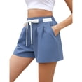 thumbnail image 3 of Yesfashion Women's Casual Bow Tie High Waist Shorts Smocked Elastic Waist Summer Loose Flowy Pant, 3 of 5