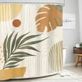 thumbnail image 3 of Beige Green Boho Shower Curtain Mid Century Plant Tropical Palm Leaf Modern Minimalist Bathroom Arch Geometric 72Wx72L Inches Bath Accessories Art Home Decor Fabric 12 Pack Hook, 3 of 6