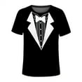 thumbnail image 4 of Men's 3D-Print Realistic Tuxedo Short Sleeve T-Shirt Classic Party Humor Vintage Funny Tux Tee Joke Concert Festival T Shirt for Men, 4 of 4