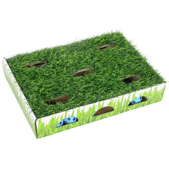 Catstages Grass Patch Hunting Box Interactive Cat Toy with Faux Grass and 3 Jingle Balls, Indoor Cat Toy for Exercise and Mental Stimulation