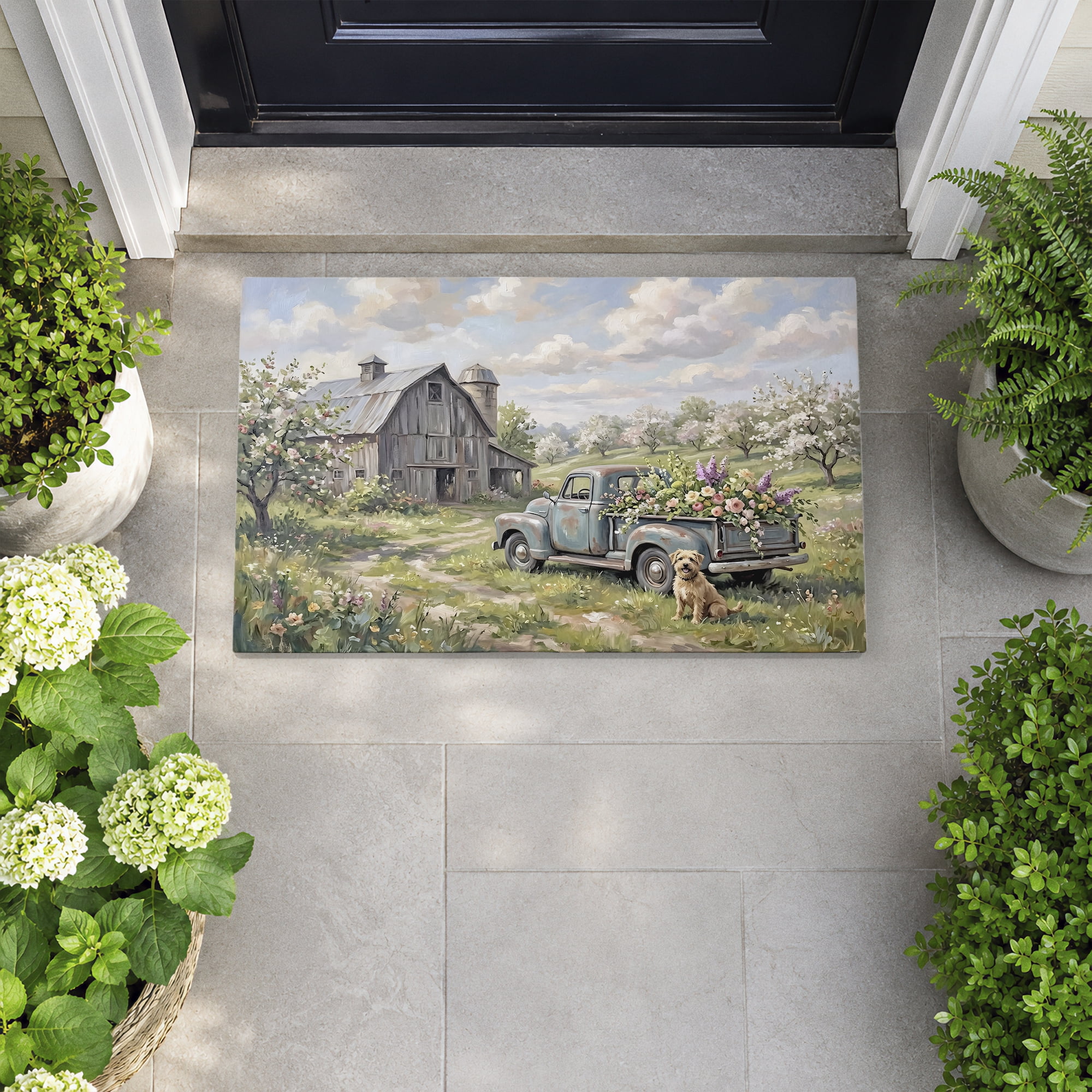 Stupell Industries Floral Tailgate at Barn Printed Outdoor Door Floor Mat, design by Tabz Jones
