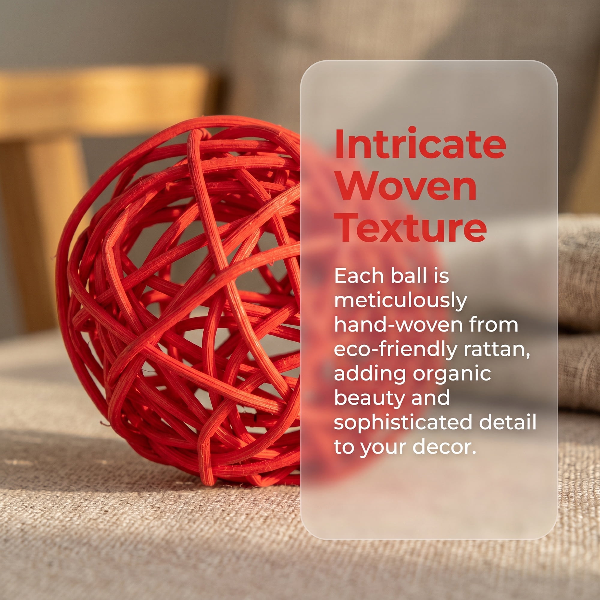 Unique Bargains 10Pcs Rattan Balls for Lights Wicker Spheres Orbs Red 2"x2"x2"