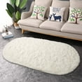 thumbnail image 6 of Junovo Oval Fluffy Area Rugs for Bedroom Plush Shaggy Carpet for Kids Room Bedside Nursery Mats, 2.6' x 5.3',Cream White, 6 of 7