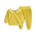 thumbnail image 3 of NIEWTR Kids Sweatsuit Set Girls Infant Toddler Girl Long Sleeve Crewneck Top with Elastic Waist Pants Fall Winter Daily Wear Comfy Sleep Set Soft for 0-6Y(A-Yellow,7-8 Years), 3 of 6