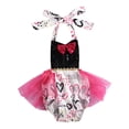 thumbnail image 1 of Qmyliery Baby Girls Backless Romper, Black Heart Print Halter Neck One-piece Gift, 1 of 8