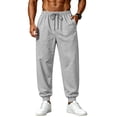 thumbnail image 3 of Hearthz Cotton Sweatpants Men Elastic Drawstring Men Athletic Pants Solid Color Workout Mens Jogger Pants with Pocket Light Gray M, 3 of 5