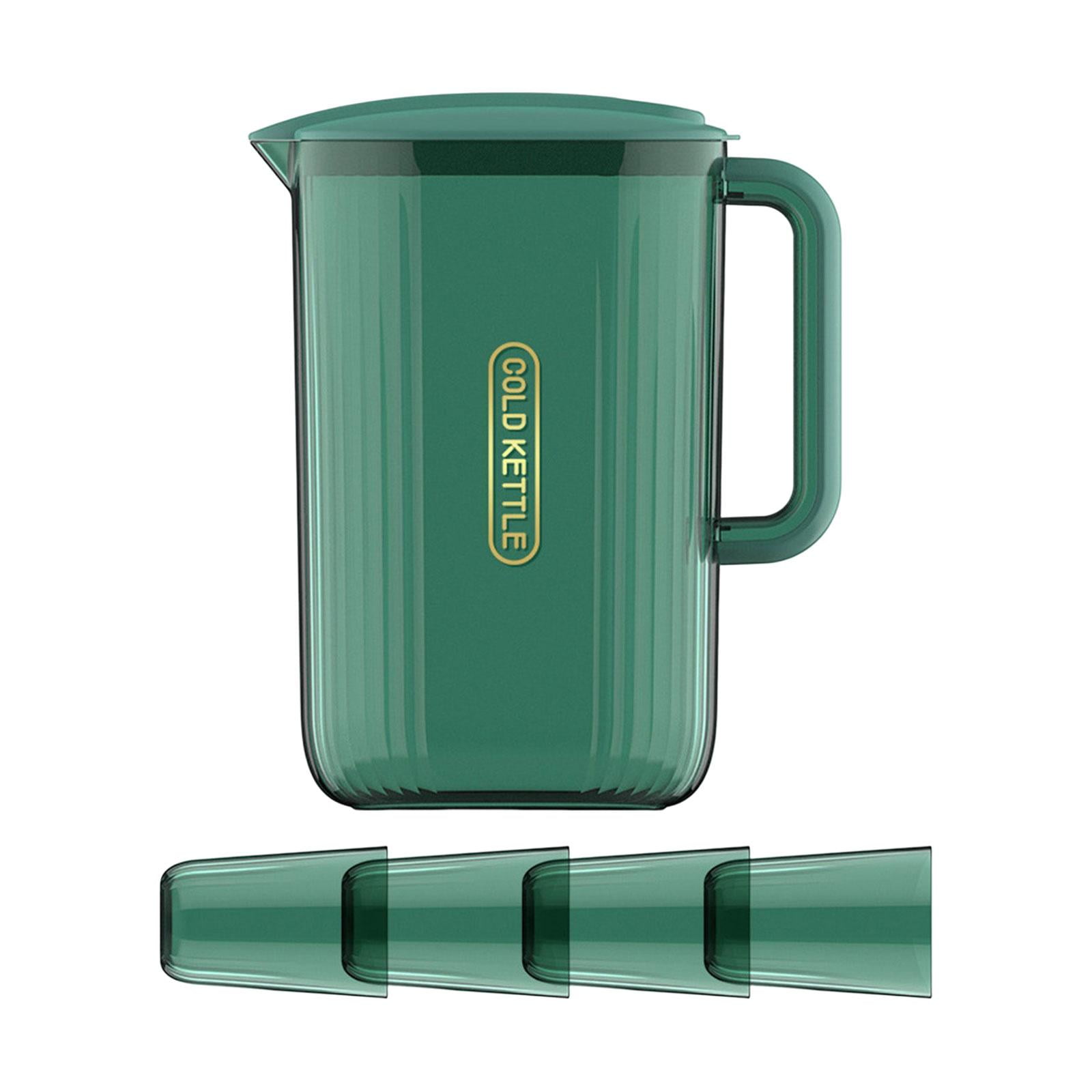 Fiocias Water Pitcher, Juice Water Jug, Lemonade Kettle, Heat Resistant Iced Tea Pitcher for Refrigerator Home Fridge Party Cold Water Juice Jar 2.2L , Green and 4 Cup