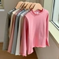 thumbnail image 5 of Ruyang Girls Ruffle Long Sleeve Shirt Kids Half Crewneck Basic Layer Top Fall Winter Soft Cotton Thermal T-shirt, 5 of 6