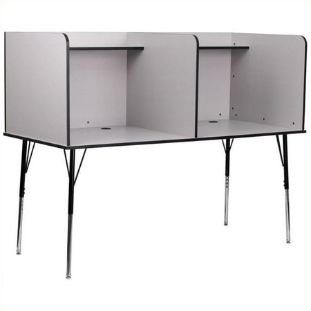 Flash Furniture Double Wide Study Carrel In Nebula Grey Walmart