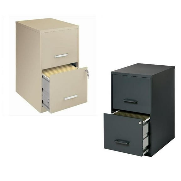 Value Pack (Set of 2) Drawer Letter File Cabinet in Black and Putty