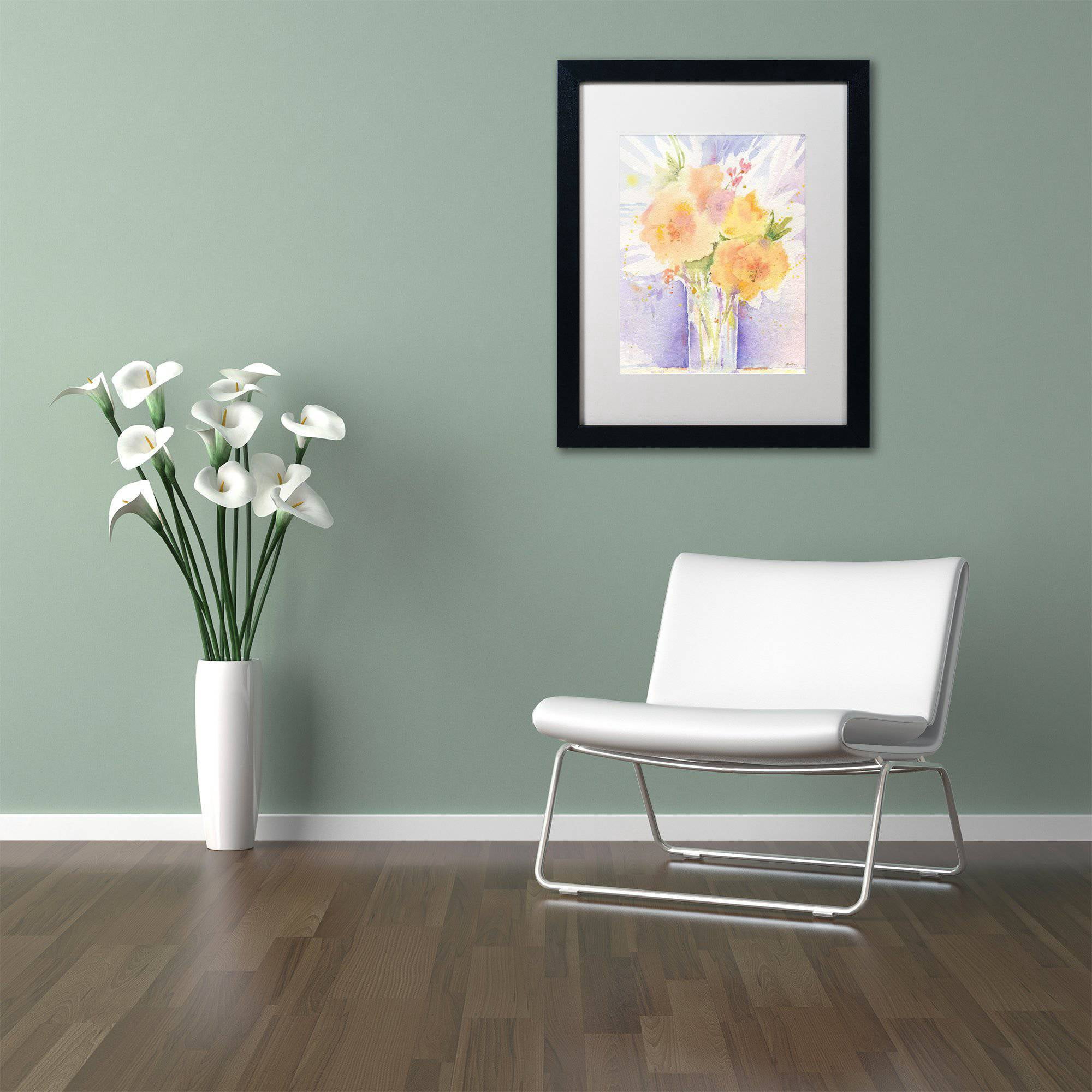 Trademark Fine Art "Purple Vase Reflection" Canvas Art by Sheila Golden White Matte, Black Frame