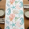 thumbnail image 5 of Table Runners 70 Inches Long Dress Scarves, Teal Red Seahorse Coastal Farmhouse Coffee/Dining/Kitchen Table Decor, Holiday Table Runner, Nautical Beach Coral Starfish 13x70 Inch, 5 of 9