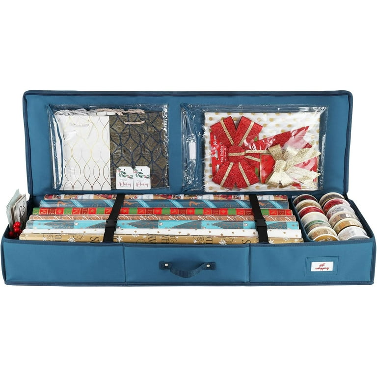 Hearth & Harbor Christmas Wrapping Paper & Holiday Accessories Storage Organizer Box Heavy Duty