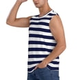 thumbnail image 3 of Fotbe Navy Blue And White Stripes Men's Camiseta sin Mangas Estampada para Hombres, Playera Casual para Gimnasio, Entrenamiento, Playa-Small, 3 of 7