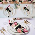 thumbnail image 2 of Pink Flower Cloth Napkins, Black White Stripesvintage Floral Washable and Reusable Dinner Napkins Set of 6, Table Napkin for Kitchen Party Birthday Wedding Hotel Housewarming 20"x20", 2 of 8