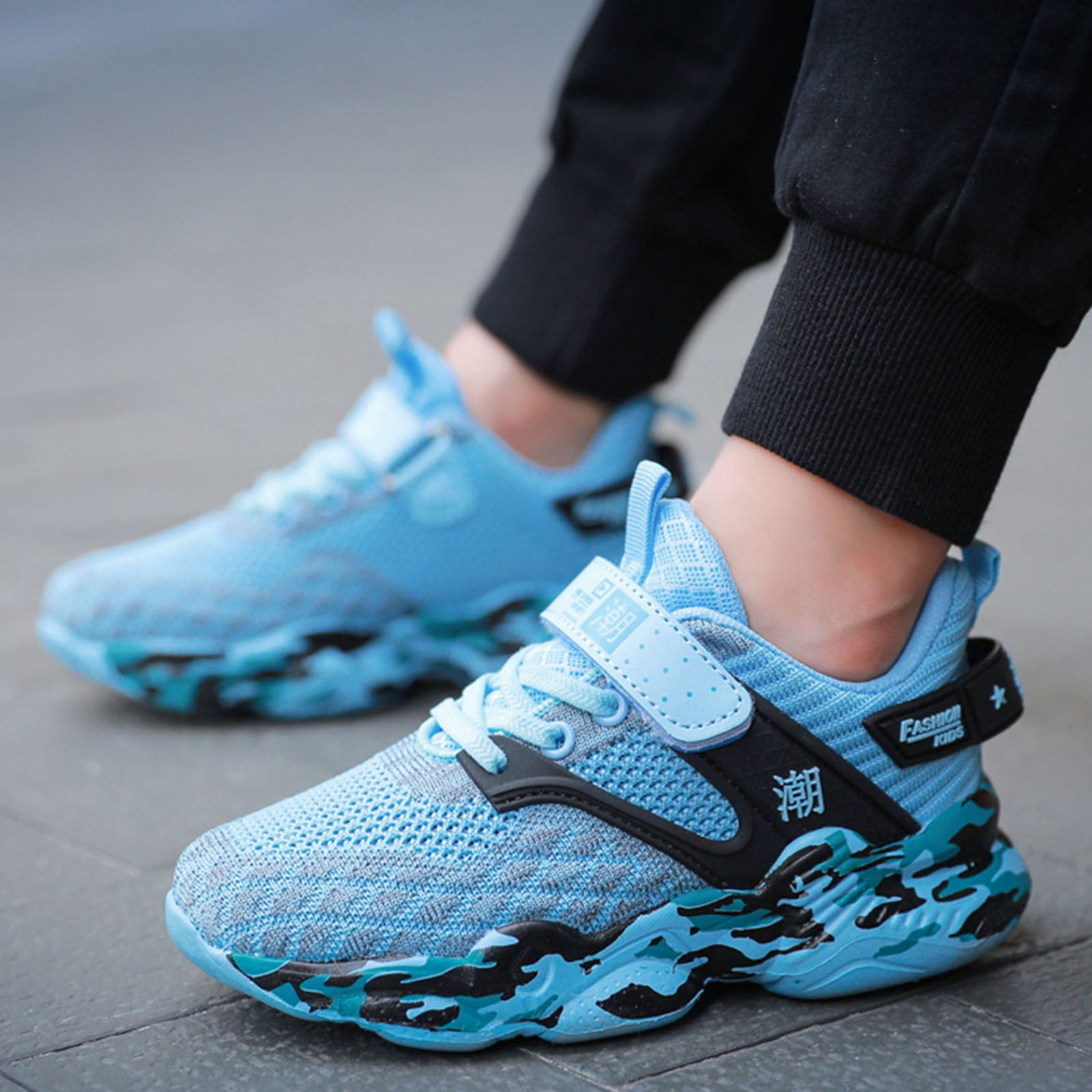 Zofedap Toddler Tennis Shoes Girl Boys Sneakers Kids Lightweight Breathable Tennis Walking Shoes Sky Blue for Size Big Kids 3.5